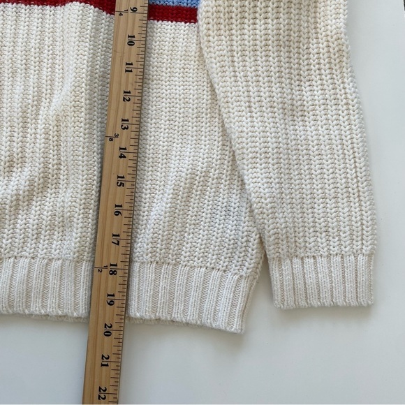 American Eagle Women's Cream Blue Striped Oversized Wide Knitted Sweater SMALL - Picture 7 of 7